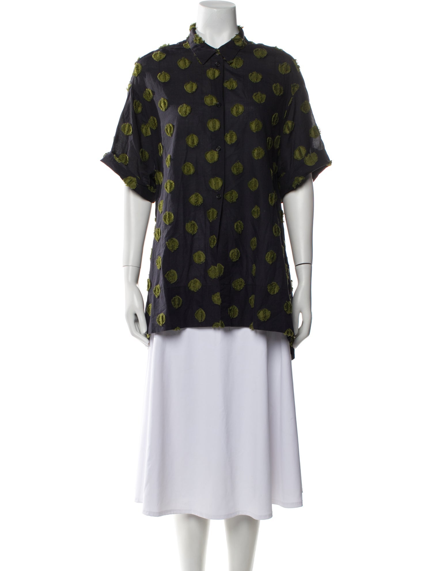 Henrik Vibskov Printed Mock Neck Button-Up Top