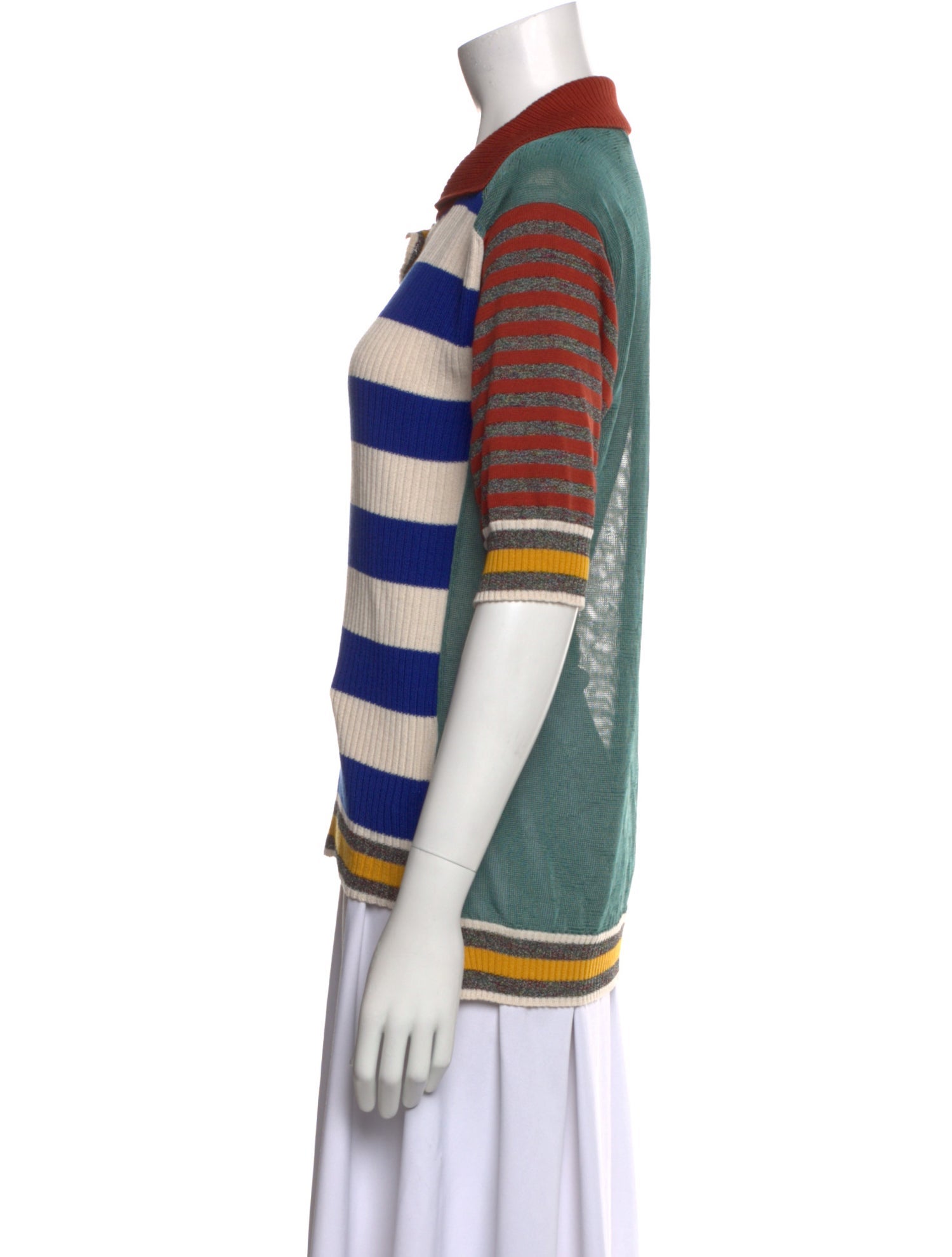 Henrik Vibskov Striped Three-Quarter Sleeve Polo