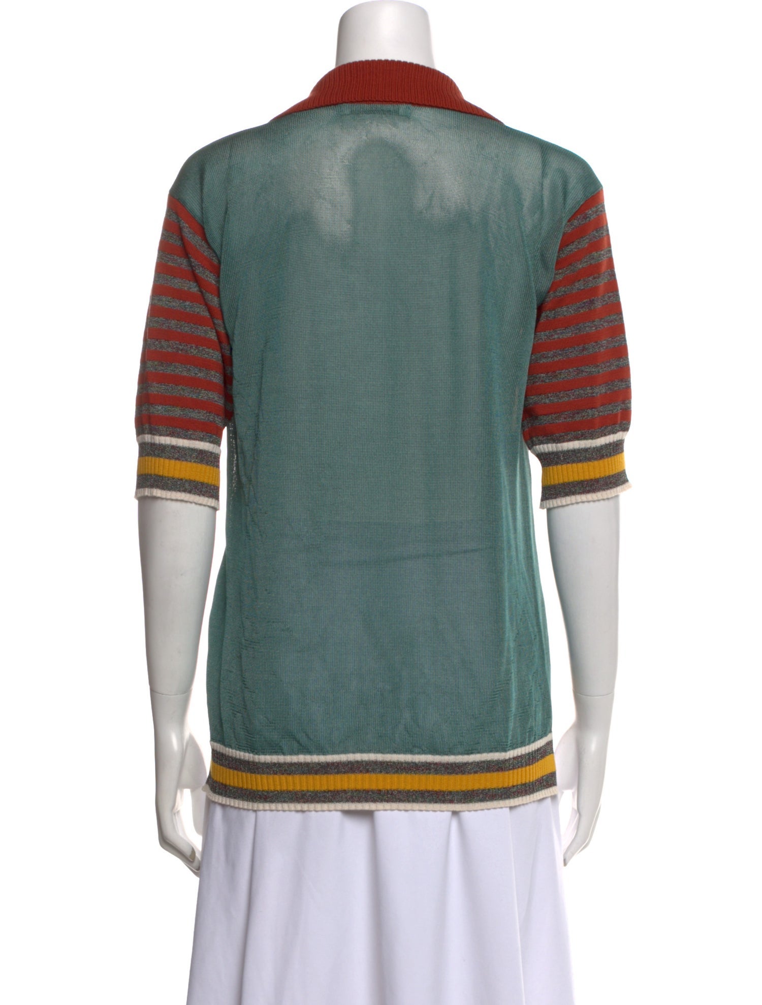 Henrik Vibskov Striped Three-Quarter Sleeve Polo