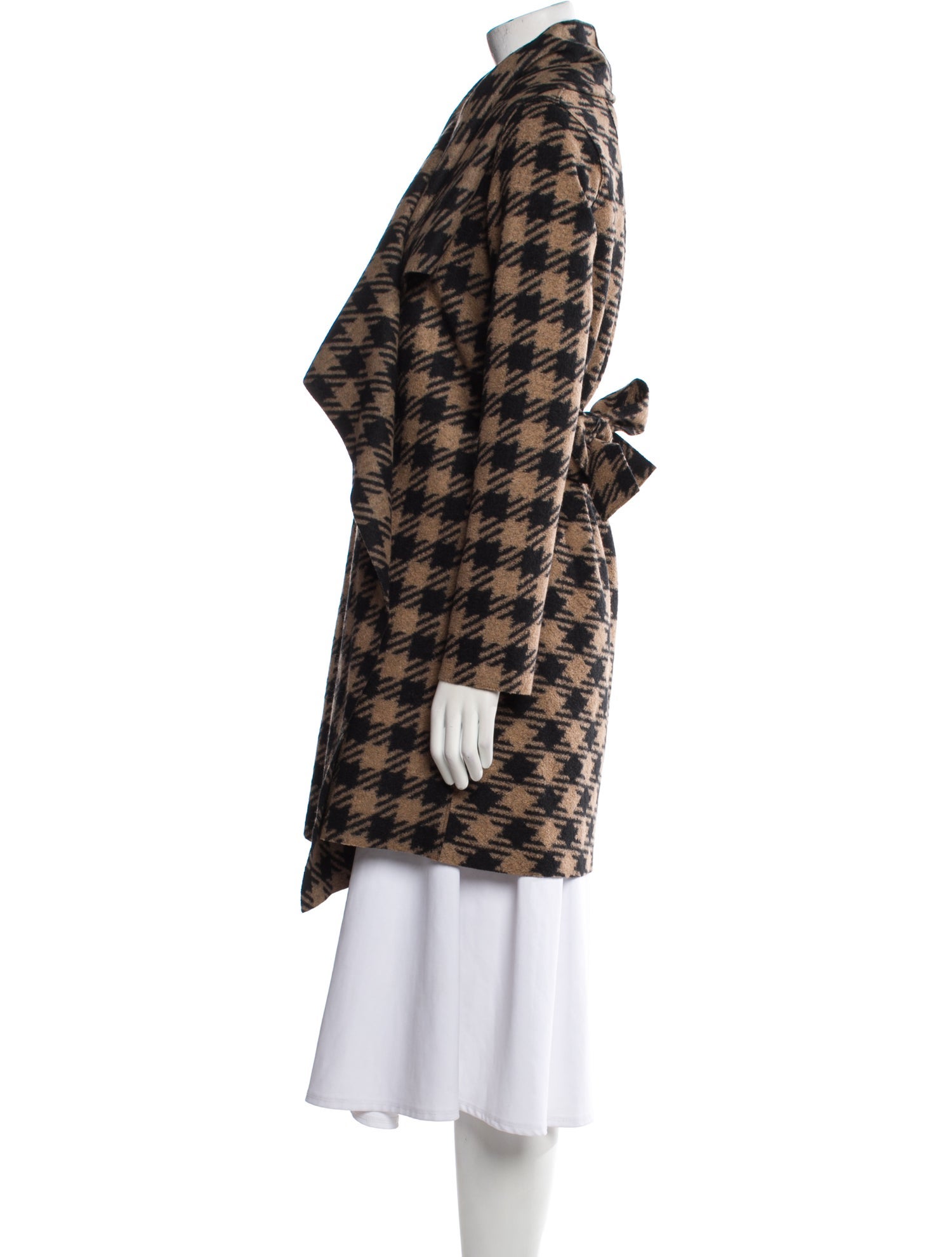 Harris Wharf London Virgin Wool Plaid Print Faux Fur Coat