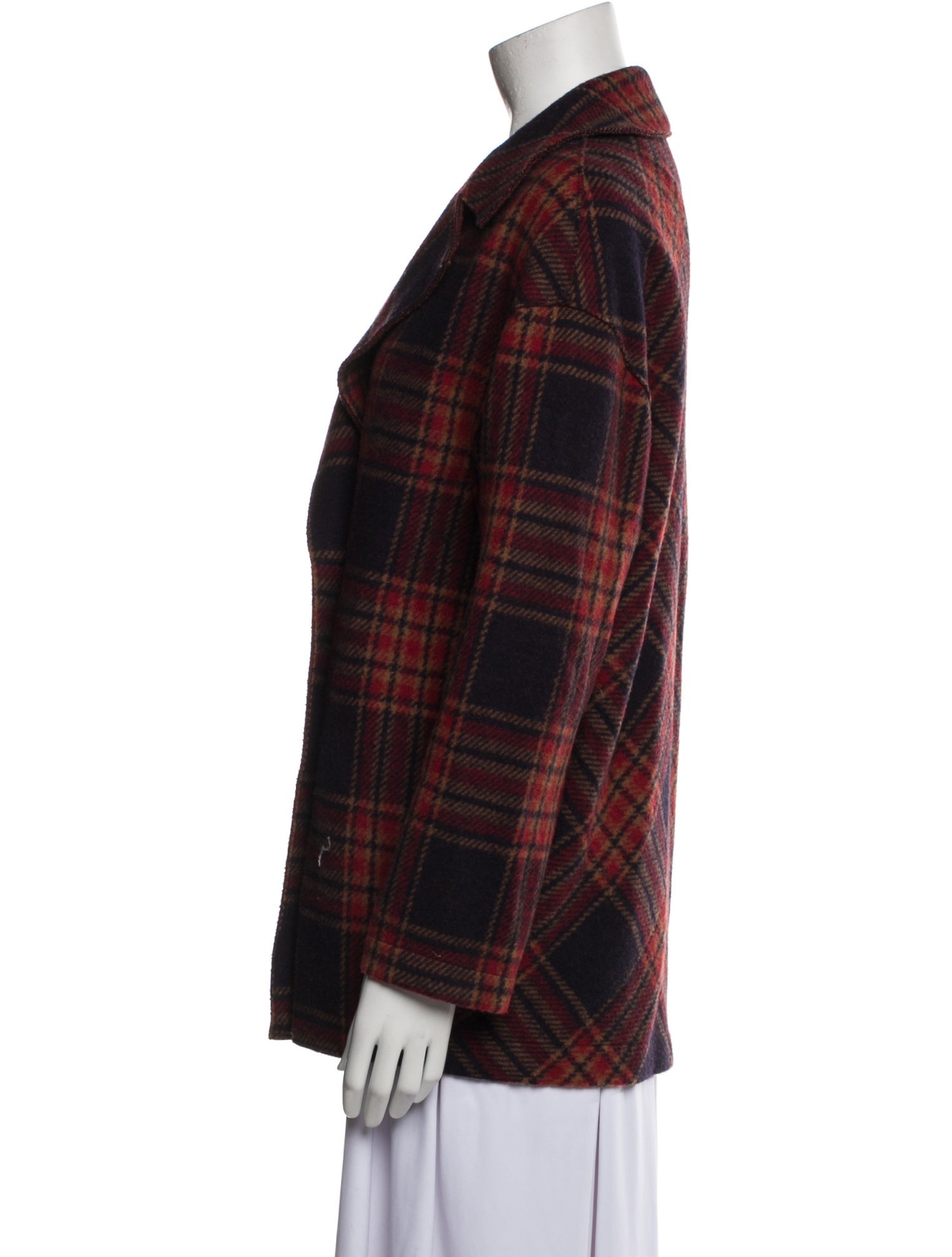 Harris Wharf London Virgin Wool Plaid Print Coat