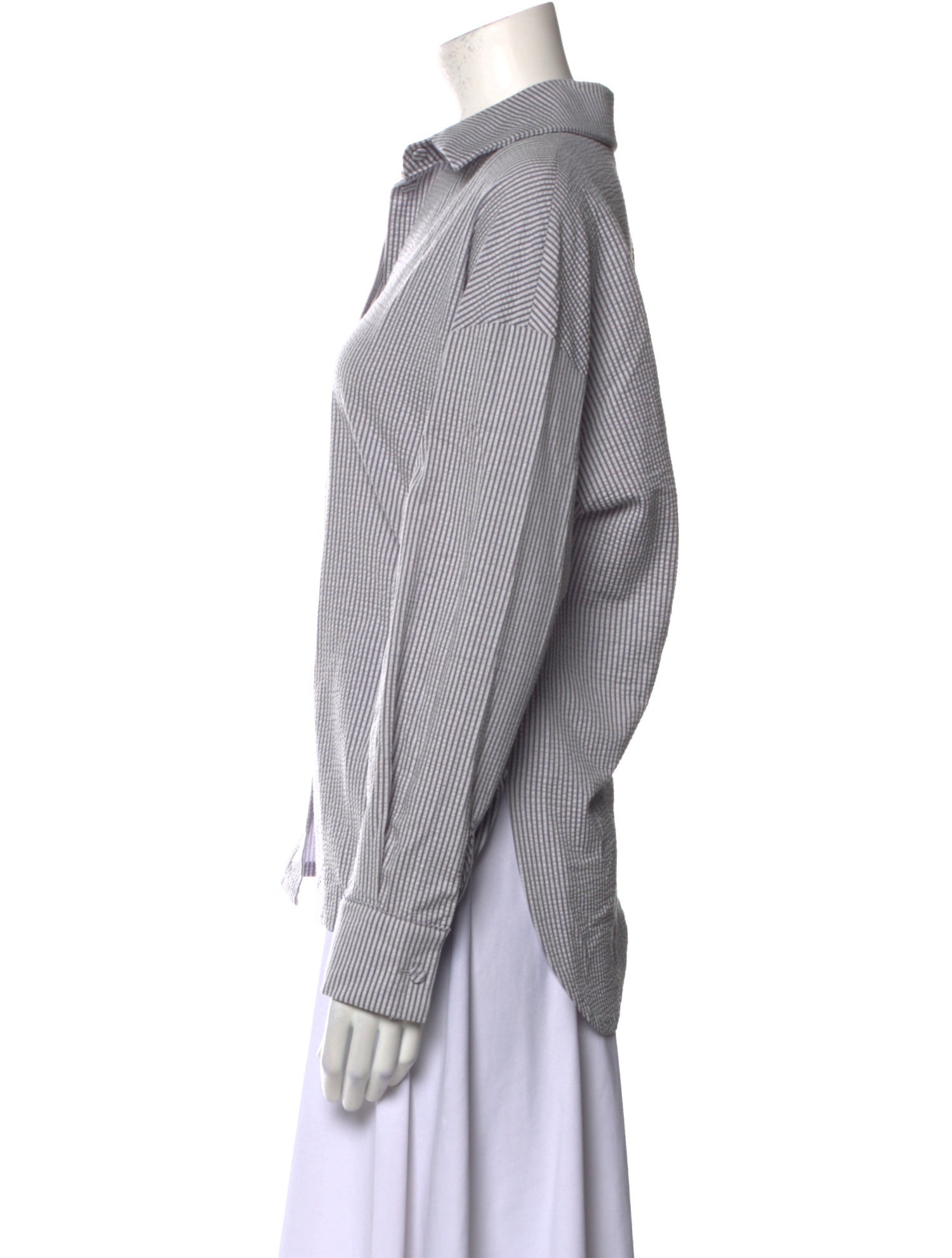 Harris Wharf London Striped Long Sleeve Button-Up Top w/ Tags