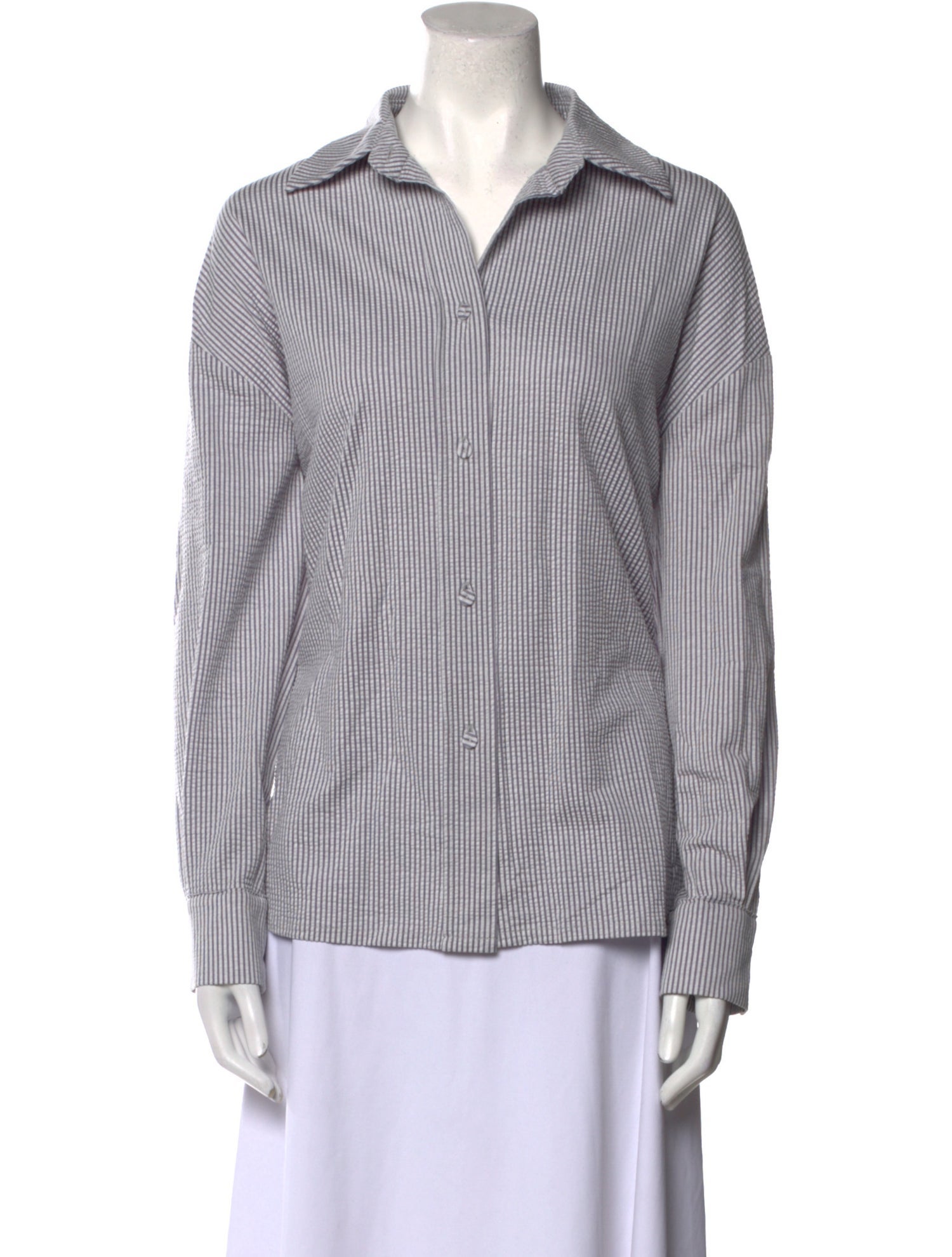 Harris Wharf London Striped Long Sleeve Button-Up Top w/ Tags