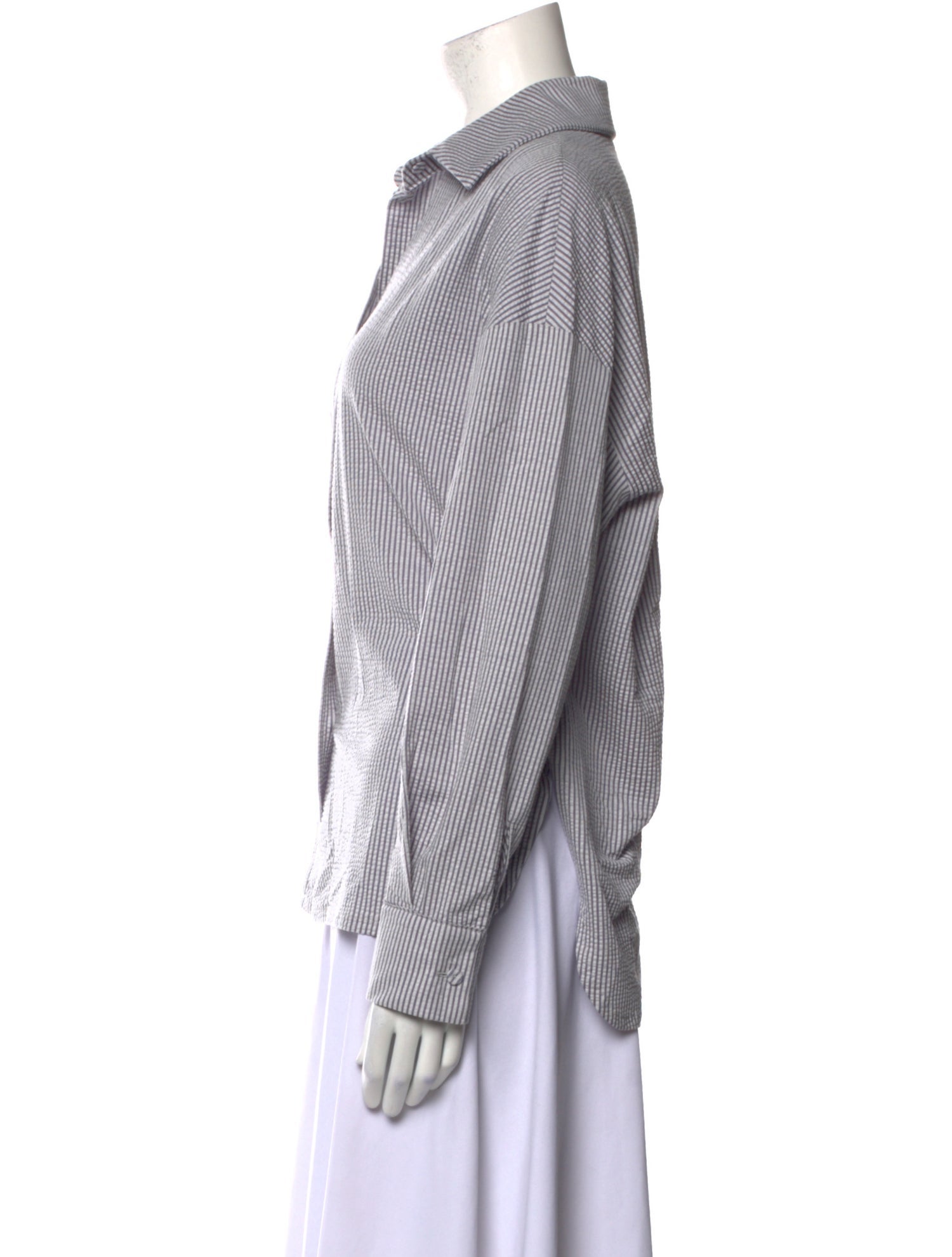 Harris Wharf London Striped Long Sleeve Button-Up Top w/ Tags