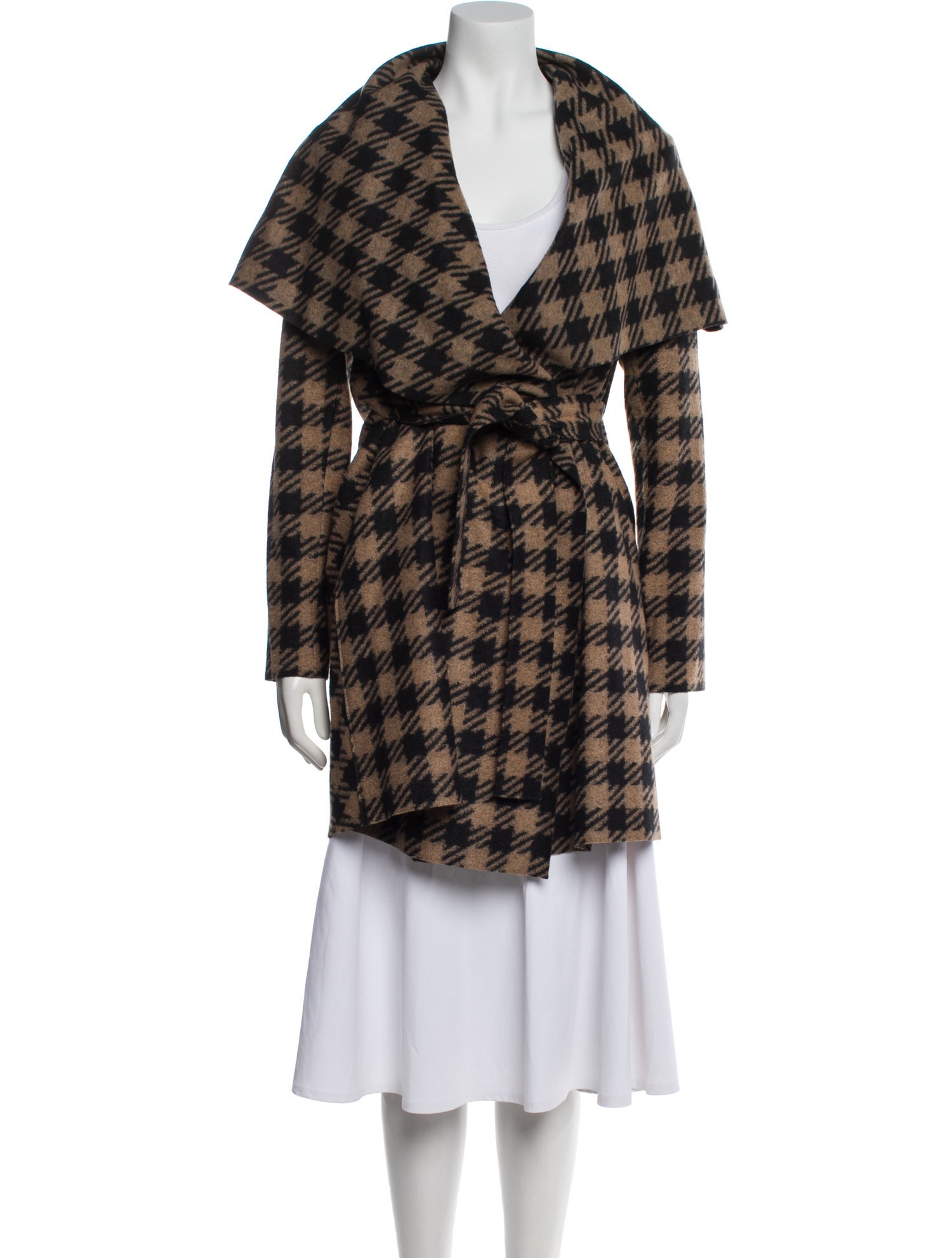 Harris Wharf London Virgin Wool Plaid Print Coat