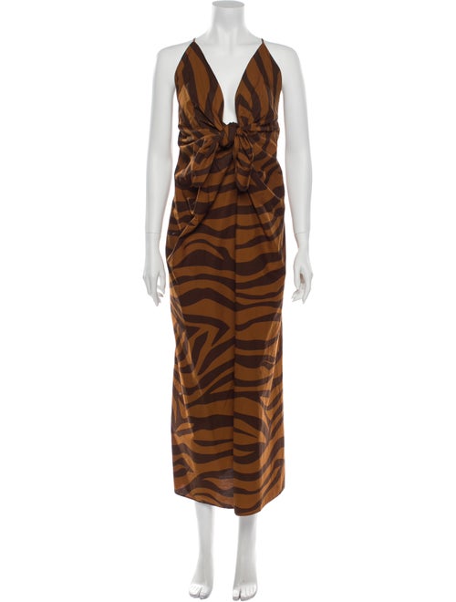 Mara Hoffman Animal Print Long Dress Brown