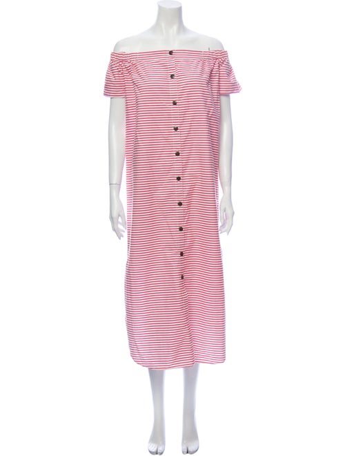Mara Hoffman Striped Midi Length Dress White
