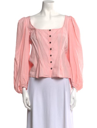 Mara Hoffman Square Neckline Long Sleeve Blouse