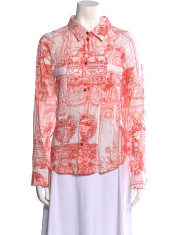 Mara Hoffman Tops Printed Long Sleeve Button-Up Top XXS