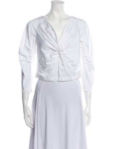 Mara Hoffman Tops V-Neck Three-Quarter Sleeve Crop Top XS