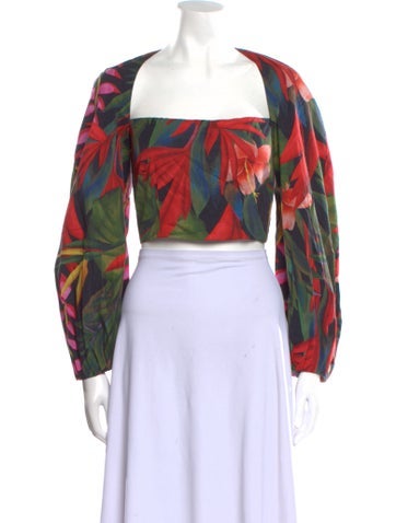 Mara Hoffman Tops Printed Square Neckline Crop Top XXS