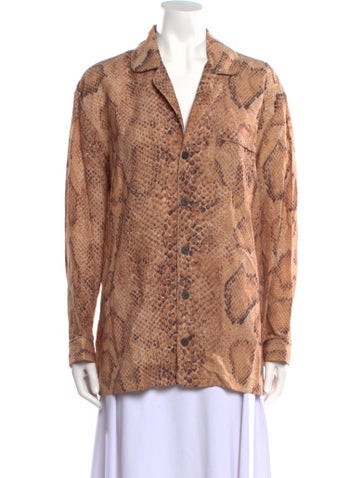 Mara Hoffman Tops Animal Print Long Sleeve Button-Up Top XXL