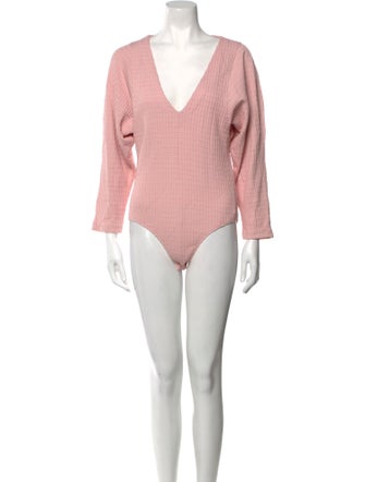 Mara Hoffman V-Neck Long Sleeve Bodysuit