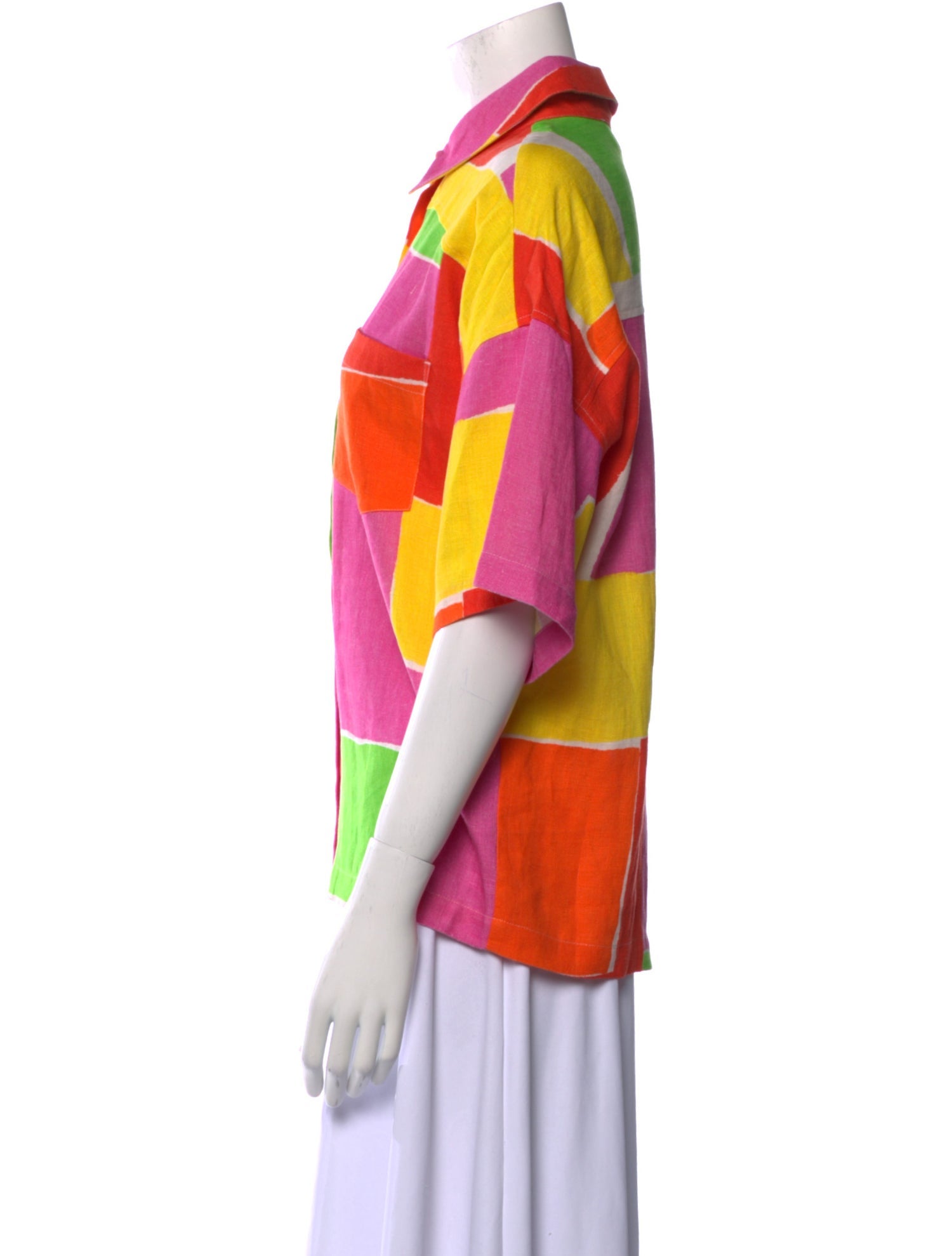 Mara Hoffman Printed Three-Quarter Sleeve Button-Up Top