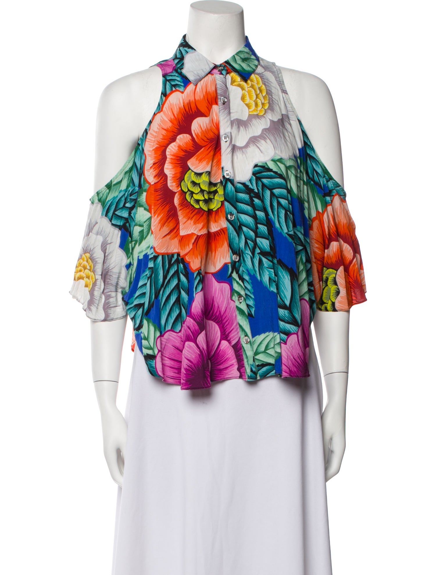 Mara Hoffman Floral Print Three-Quarter Sleeve Blouse