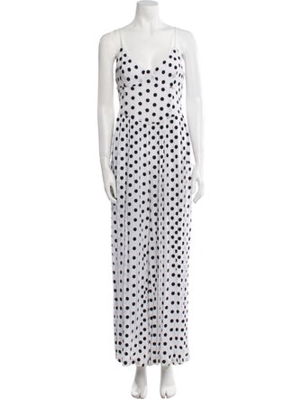Mara Hoffman Polka Dot Print V-Neck Jumpsuit