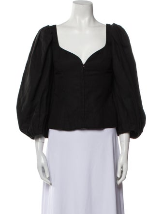 Mara Hoffman V-Neck Three-Quarter Sleeve Crop Top