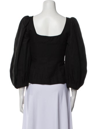 Mara Hoffman V-Neck Three-Quarter Sleeve Crop Top