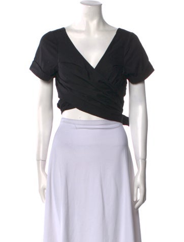 Mara Hoffman Tops Plunge Neckline Short Sleeve Crop Top L