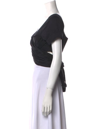 Mara Hoffman Plunge Neckline Short Sleeve Crop Top