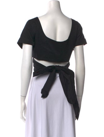 Mara Hoffman Plunge Neckline Short Sleeve Crop Top