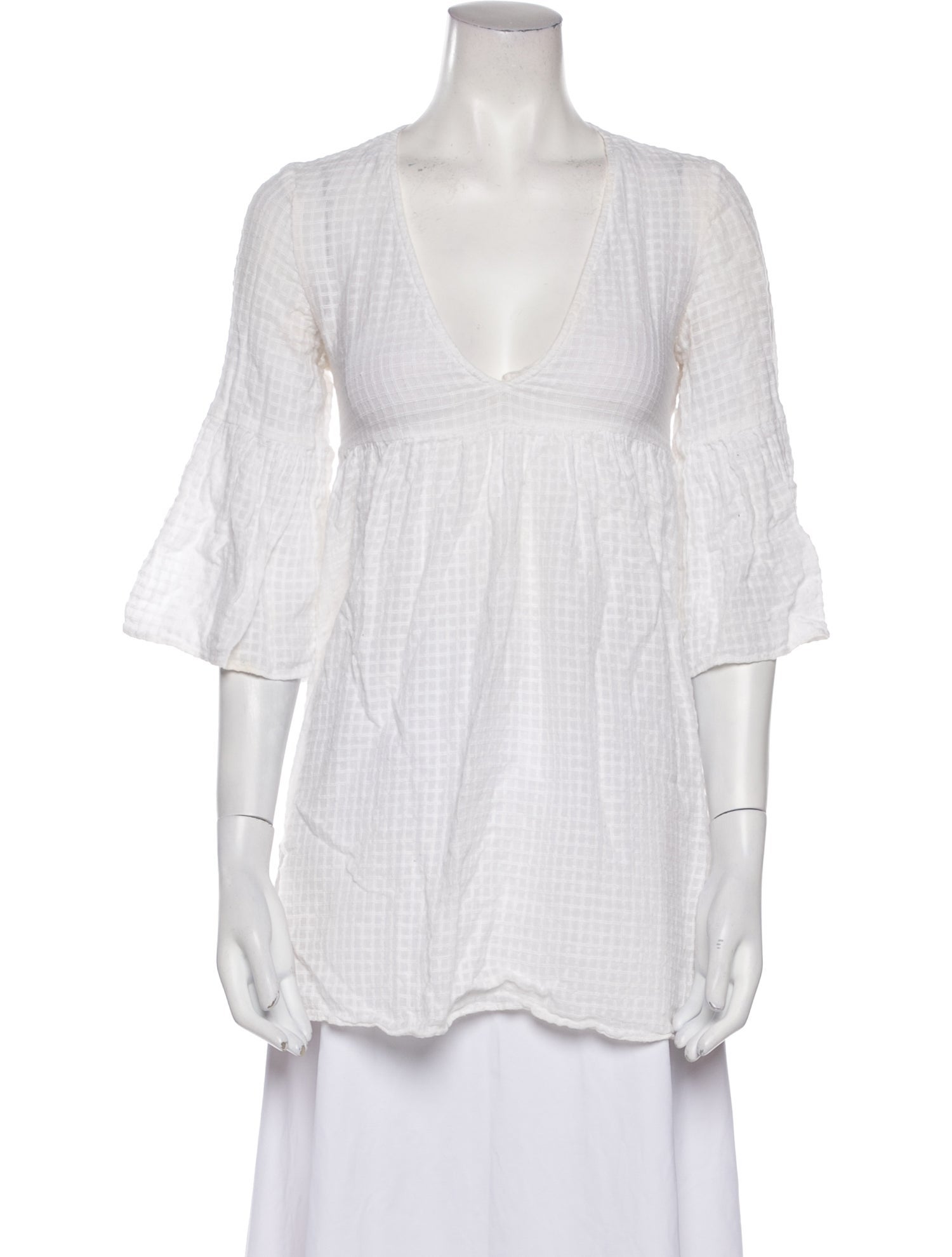 Mara Hoffman Plunge Neckline Three-Quarter Sleeve Tunic