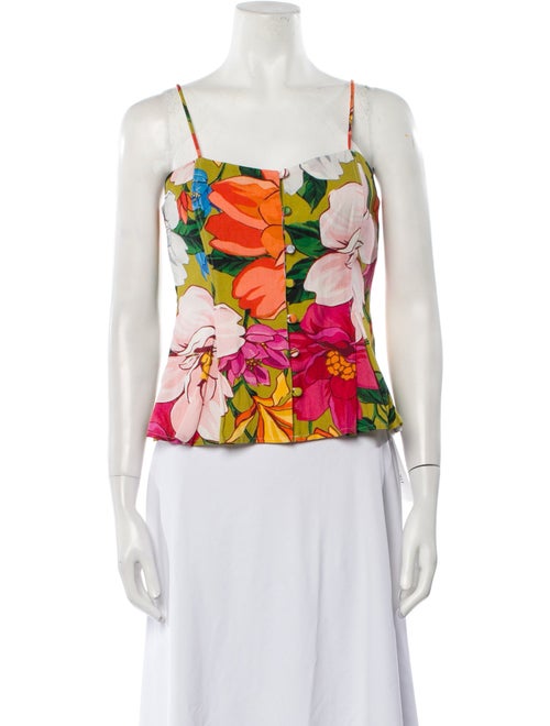 Mara Hoffman Floral Print Square Neckline Crop Top