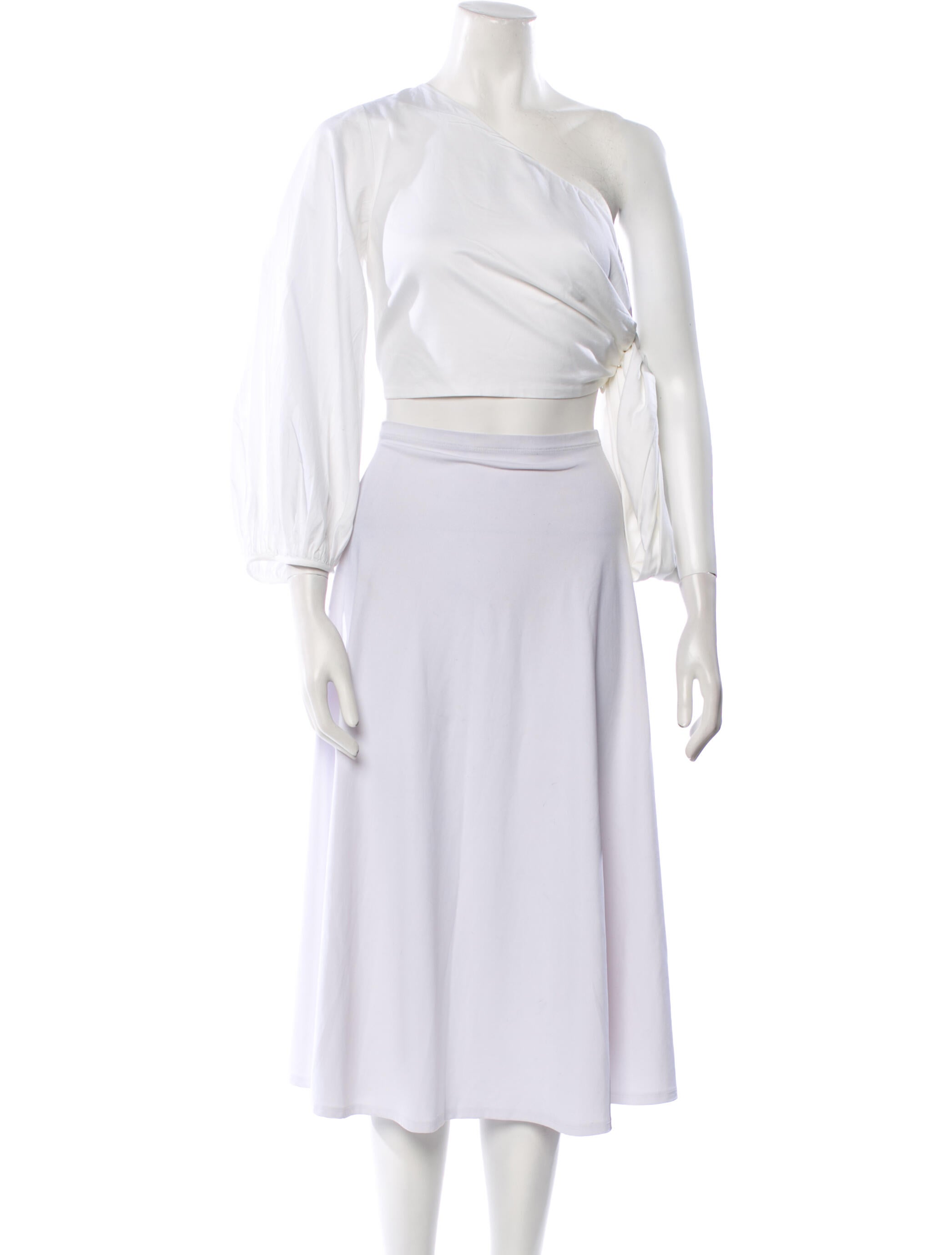 Mara Hoffman One-Shoulder Three-Quarter Sleeve Crop Top