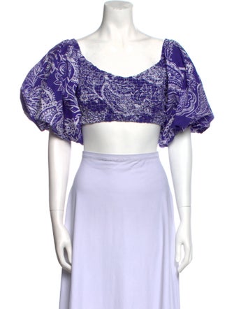 Mara Hoffman Floral Print Off-The-Shoulder Crop Top