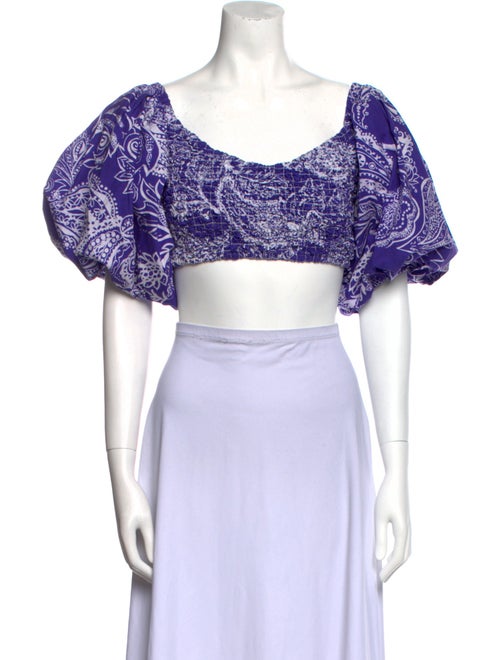 Mara Hoffman Floral Print Off-The-Shoulder Crop Top