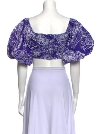 Mara Hoffman Floral Print Off-The-Shoulder Crop Top