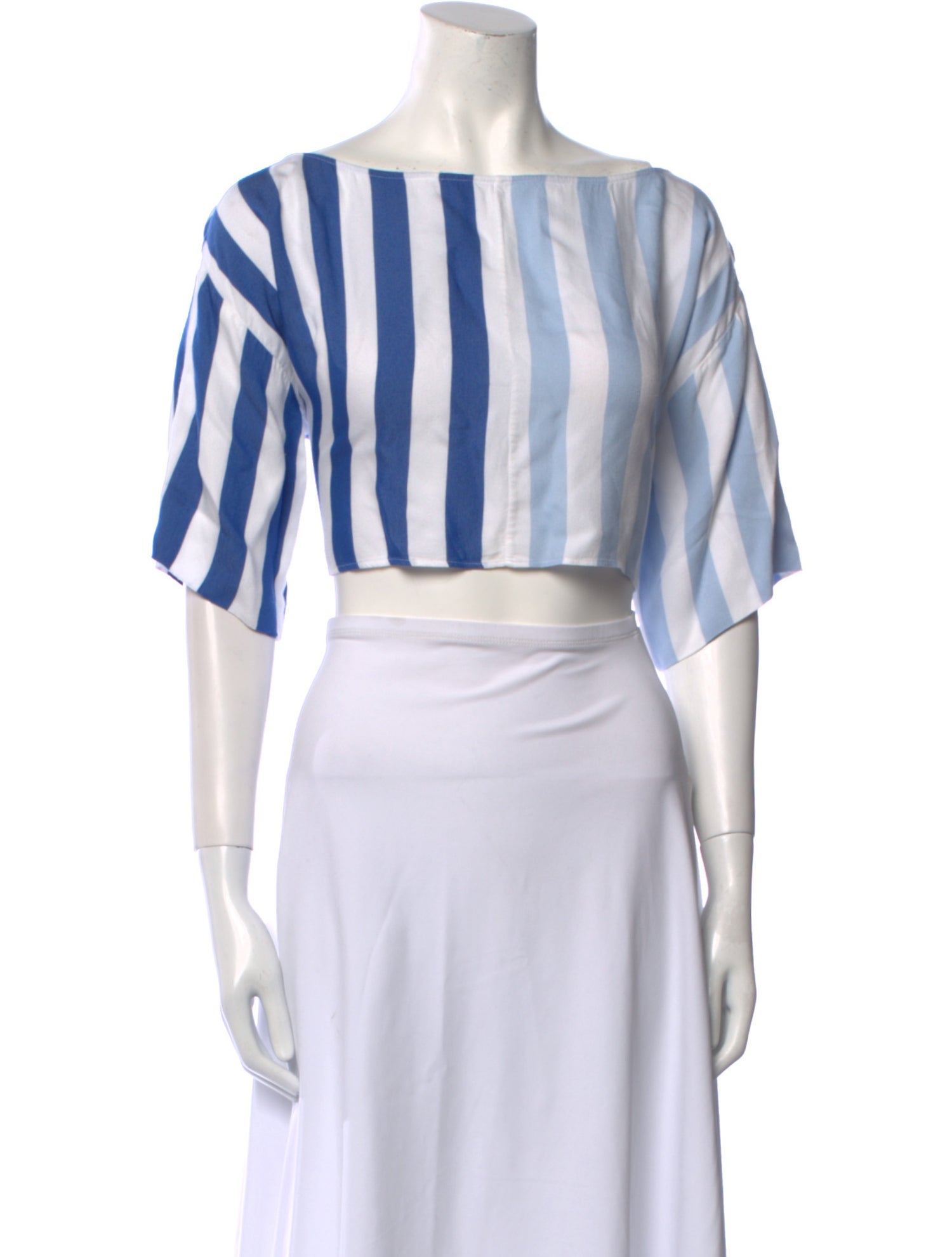Mara Hoffman Striped Bateau Neckline Crop Top