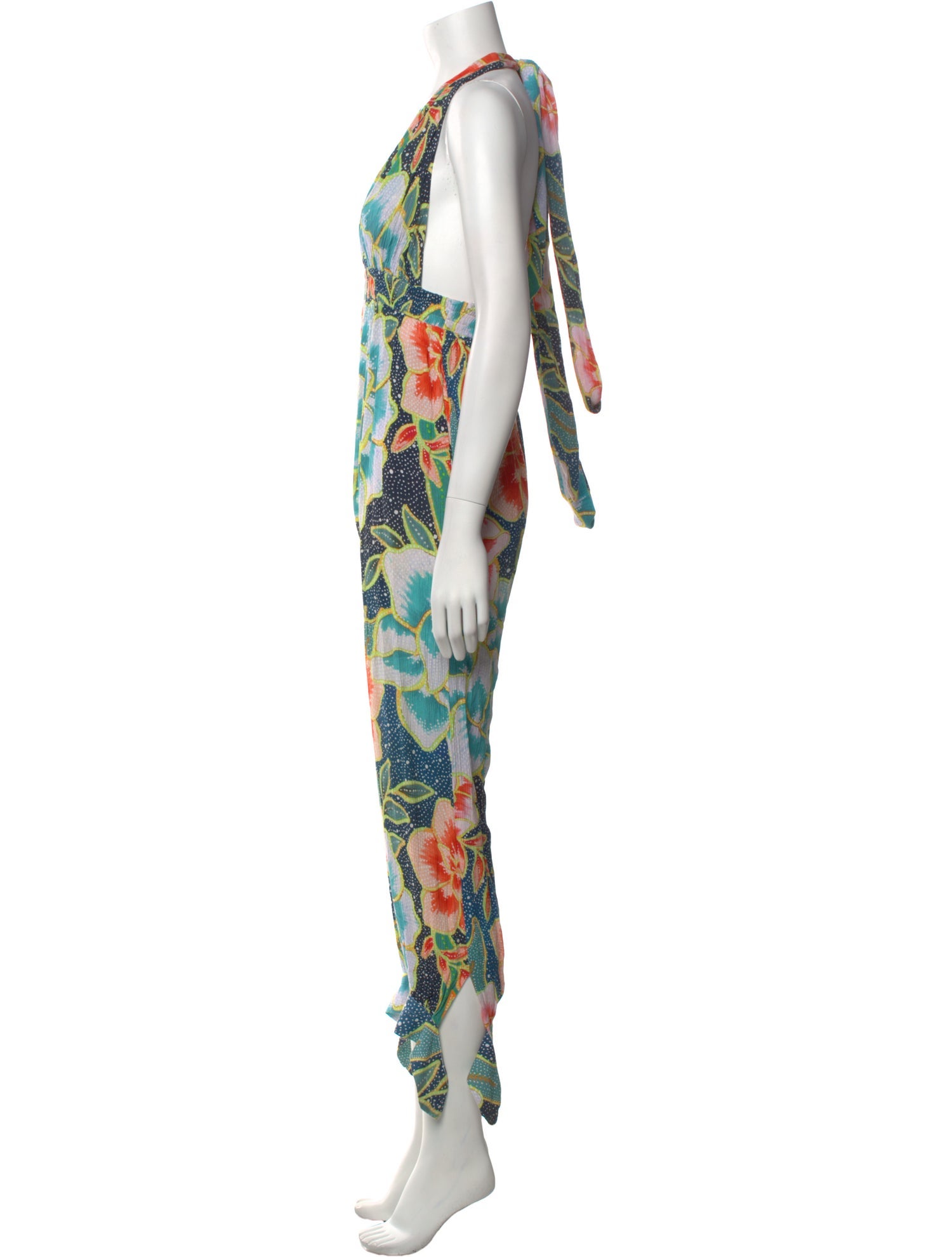 Mara Hoffman Floral Print Plunge Neckline Jumpsuit