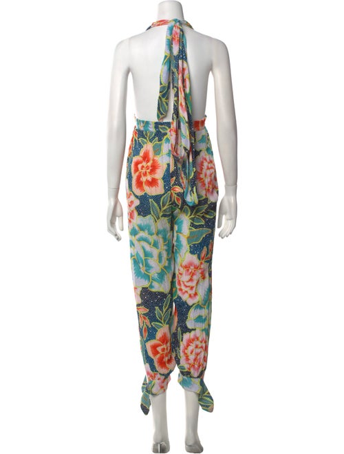 Mara Hoffman Floral Print Plunge Neckline Jumpsuit
