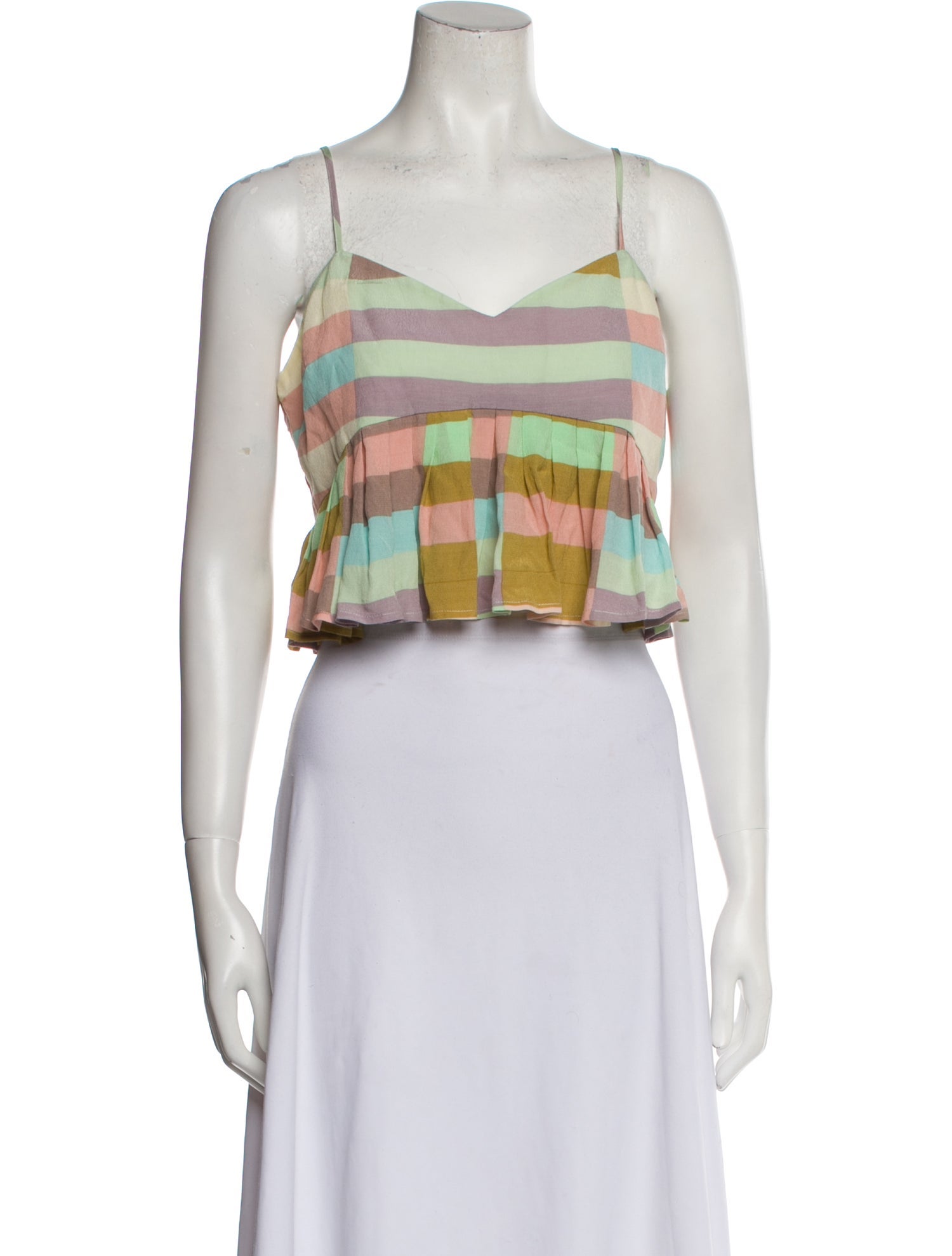 Mara Hoffman Plaid Print Square Neckline Crop Top