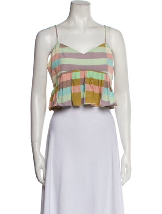 Mara Hoffman Plaid Print Square Neckline Crop Top
