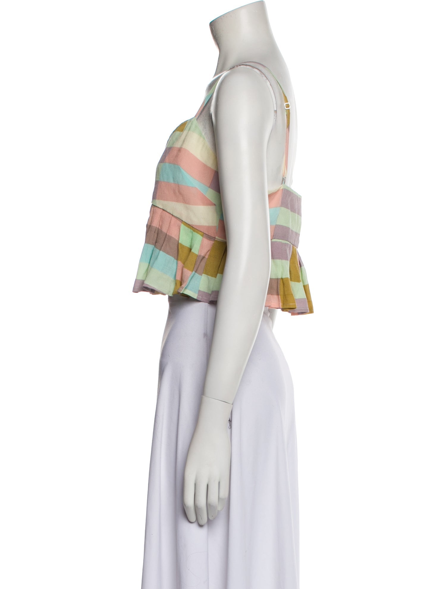 Mara Hoffman Plaid Print Square Neckline Crop Top