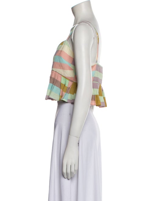 Mara Hoffman Plaid Print Square Neckline Crop Top