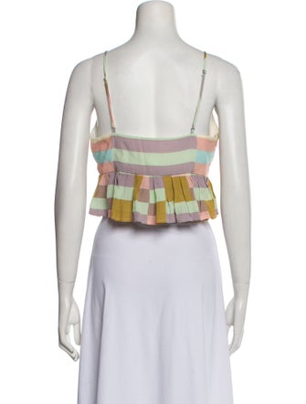 Mara Hoffman Plaid Print Square Neckline Crop Top