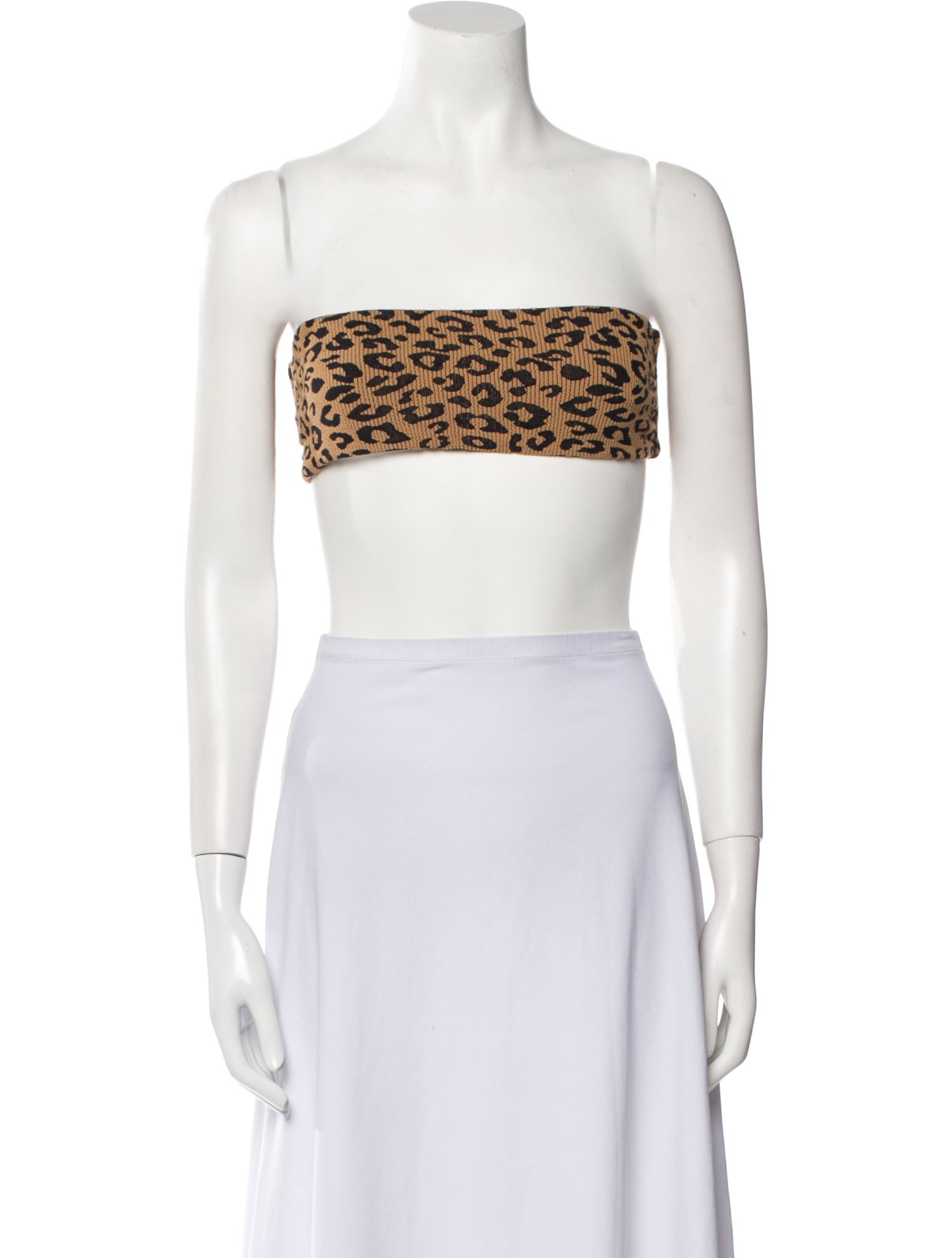 Mara Hoffman Animal Print Strapless Crop Top