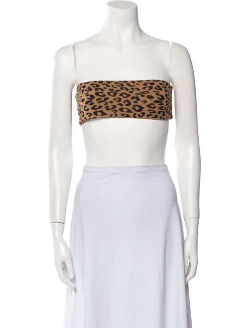 Mara Hoffman Animal Print Strapless Crop Top