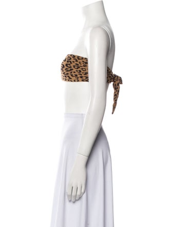 Mara Hoffman Animal Print Strapless Crop Top
