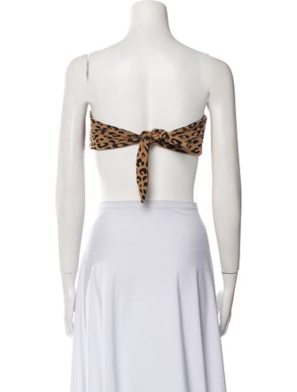 Mara Hoffman Animal Print Strapless Crop Top