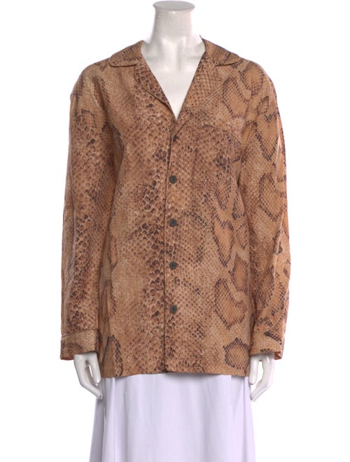 Mara Hoffman Animal Print Long Sleeve Button-Up Top