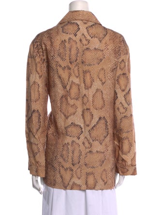 Mara Hoffman Animal Print Long Sleeve Button-Up Top