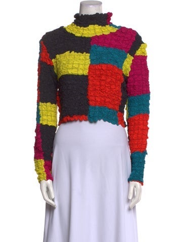 Mara Hoffman Tops Colorblock Pattern Turtleneck Crop Top XS