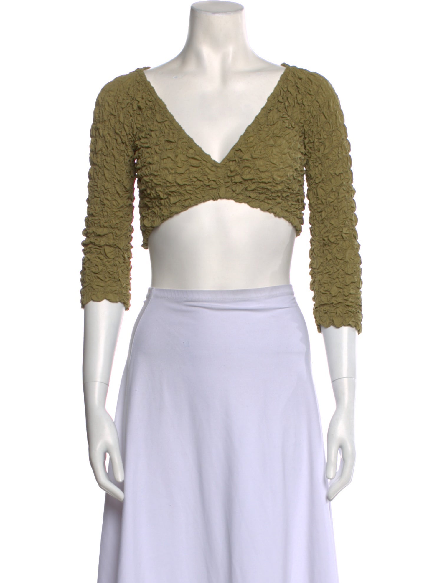 Mara Hoffman V-Neck Three-Quarter Sleeve Crop Top w/ Tags