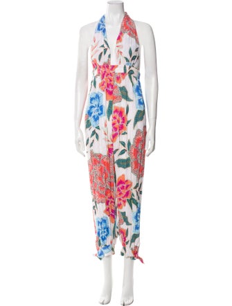 Mara Hoffman Floral Print Plunge Neckline Jumpsuit