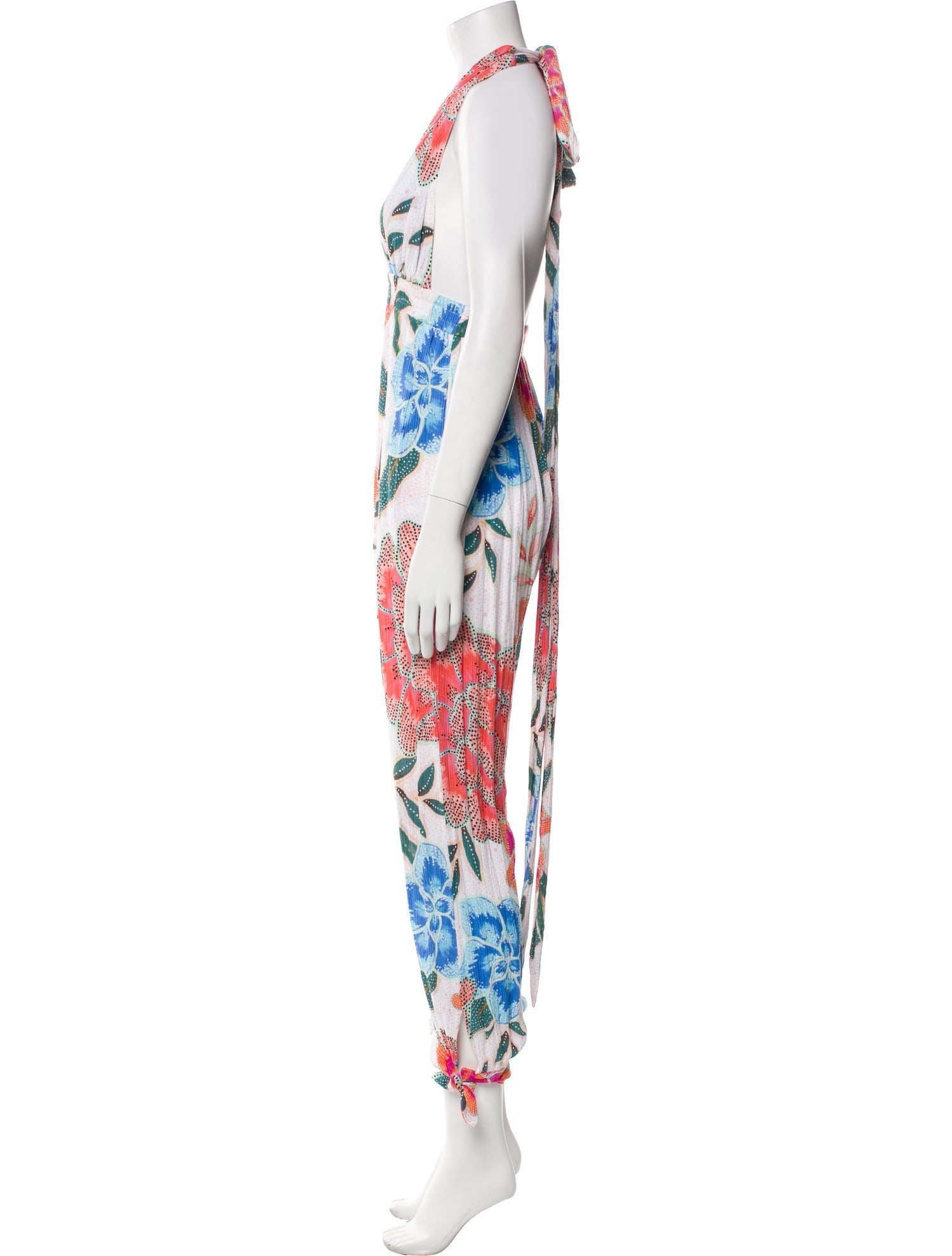 Mara Hoffman Floral Print Plunge Neckline Jumpsuit