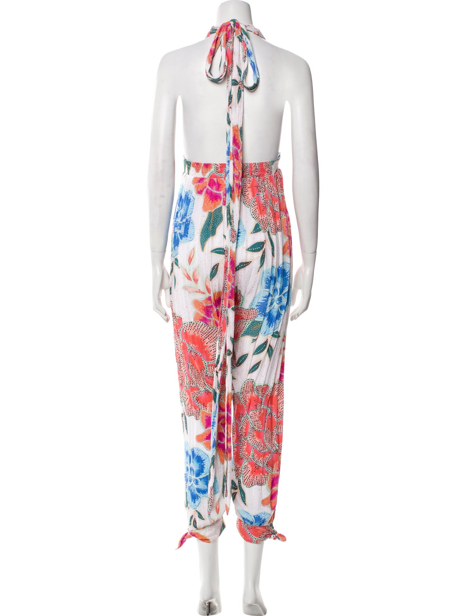 Mara Hoffman Floral Print Plunge Neckline Jumpsuit